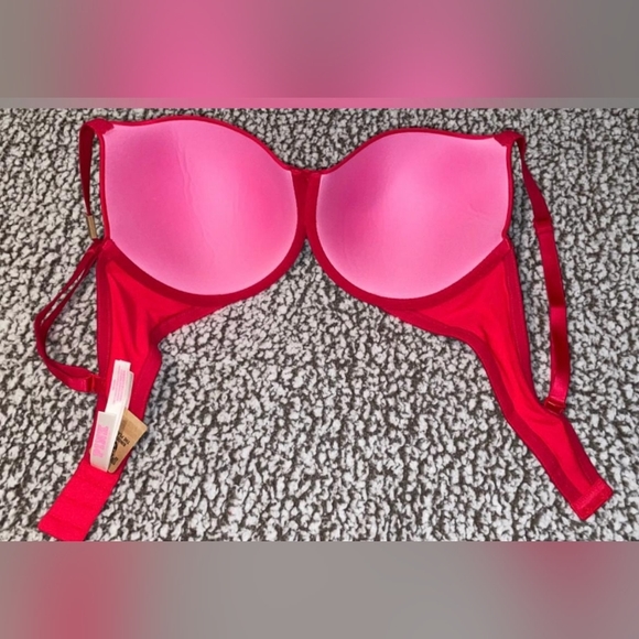 NWT PINK VS T-SHIRT BRAS RED SIZE 38D - Picture 4 of 8